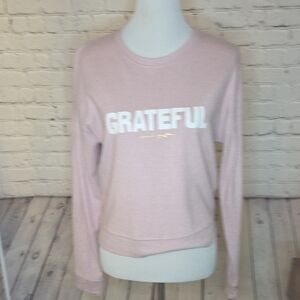 Spiritual Gangster Pink 'Grateful' Long Sleeve Crop Top